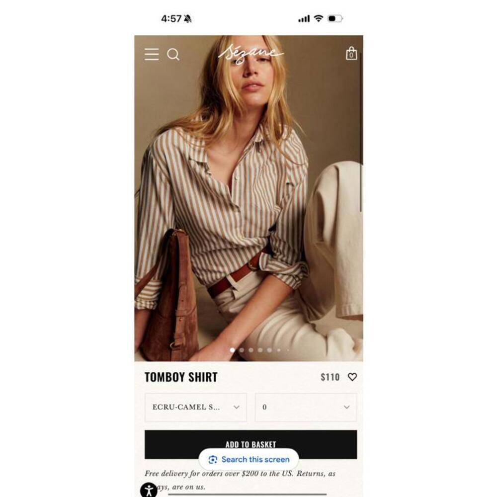 SOLD DONT BUY Sézane Striped Tomboy Button-Up Shirt Ecru Stripes Size 34 / XS